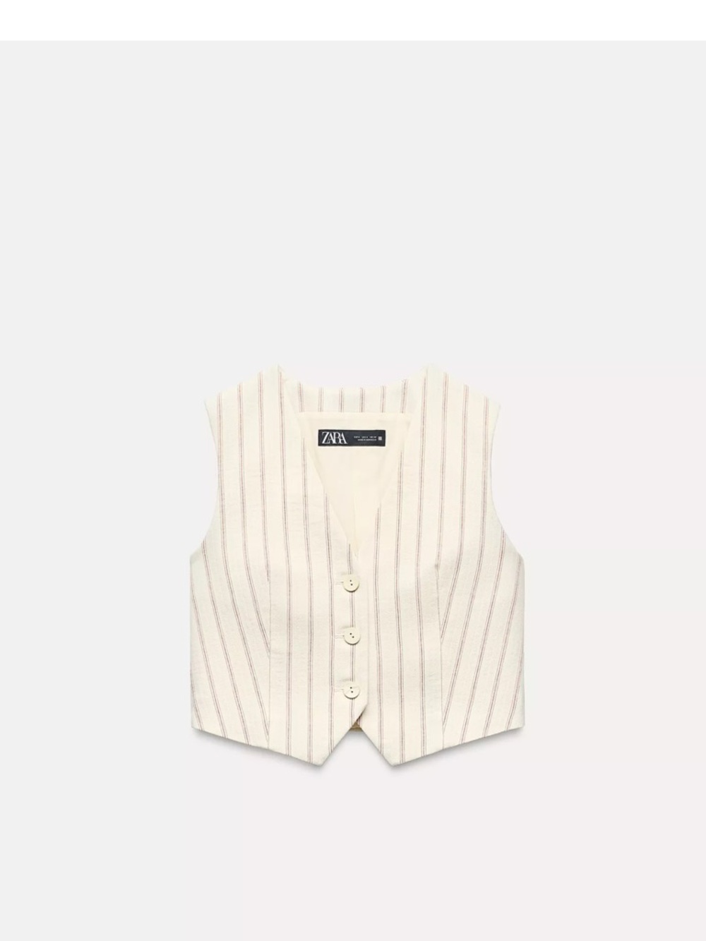 NWT Zara Cream Vest & Shorts Set with Pale Pink/Red Stripes, size M - Picture 3 of 4